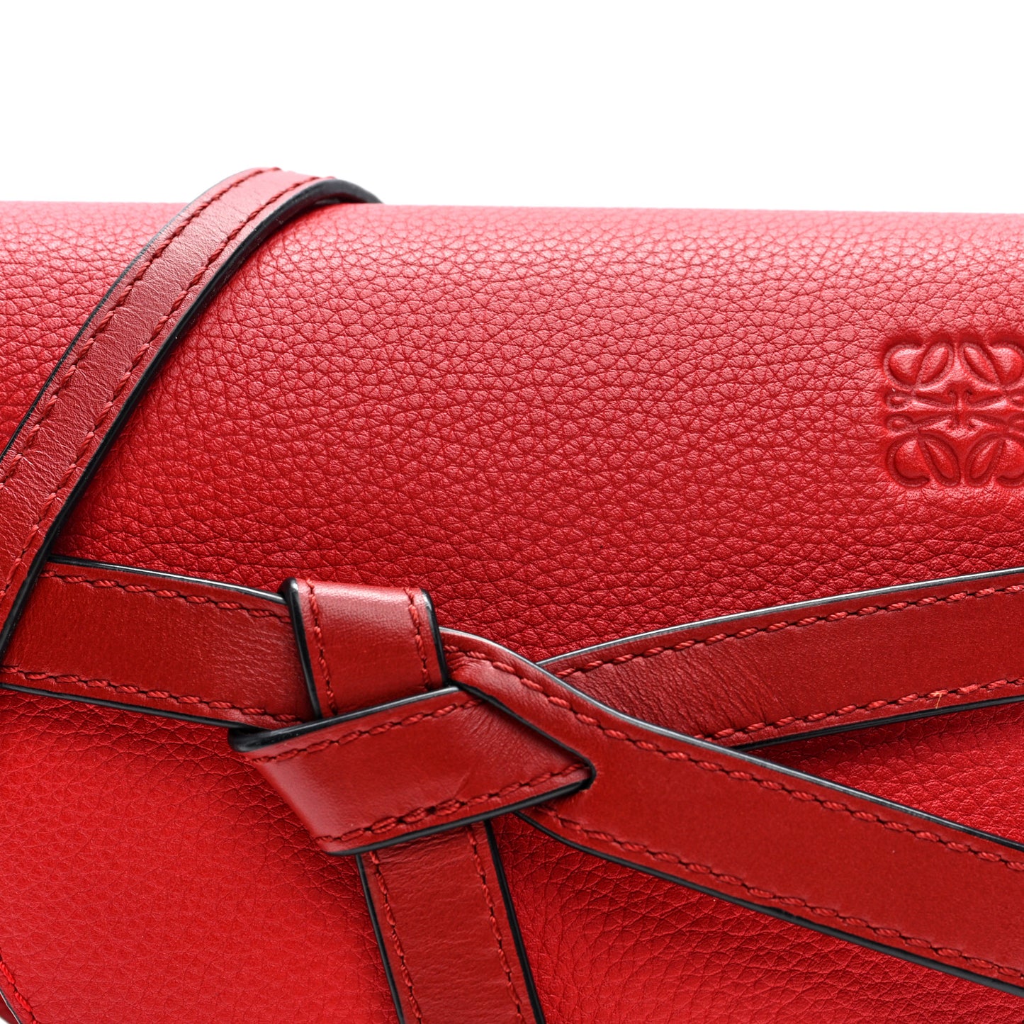 Grained Calfskin Mini Gate Crossbody Bag Scarlet Burnt Red