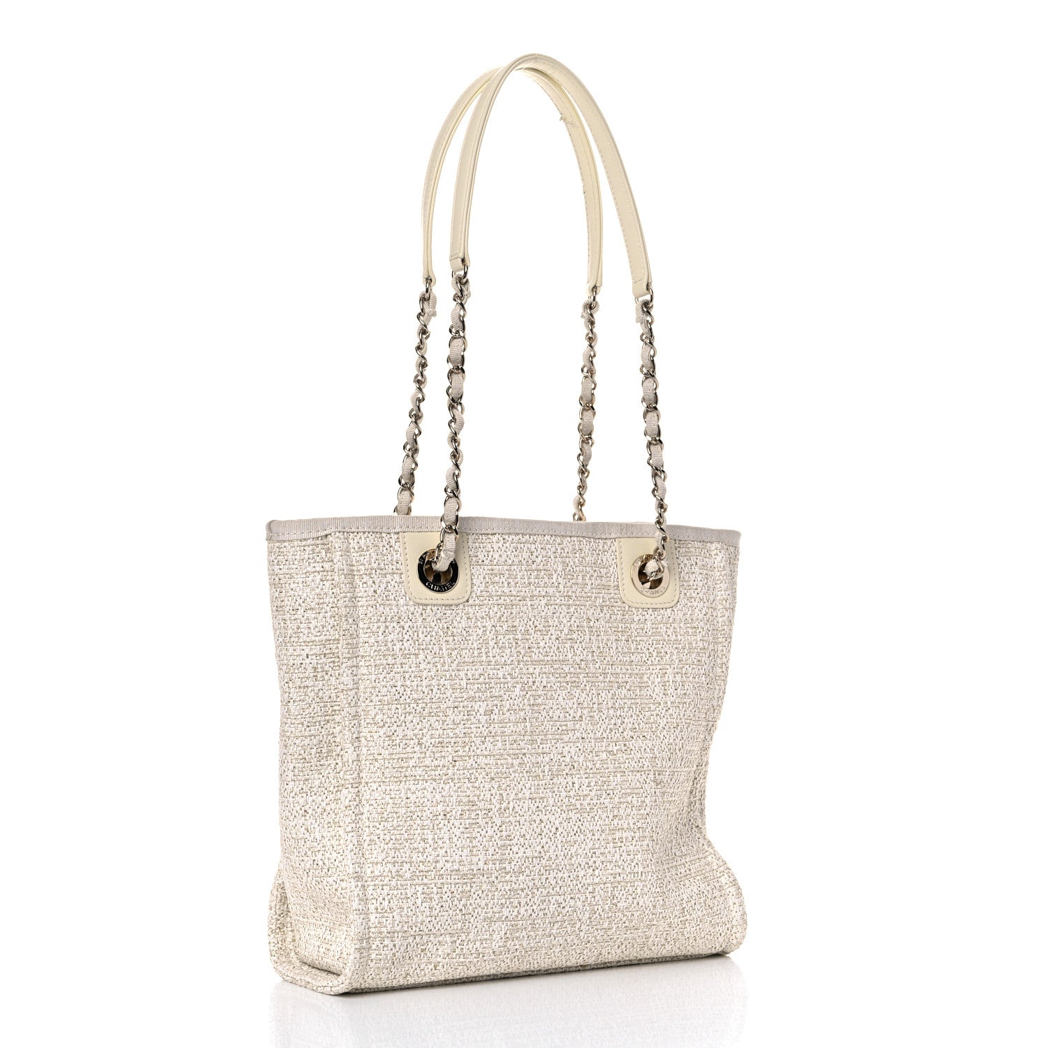 Chanel Lurex Boucle Mini Deauville Tote White 3 of 13