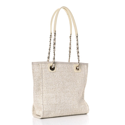 Chanel Lurex Boucle Mini Deauville Tote White 3 of 13