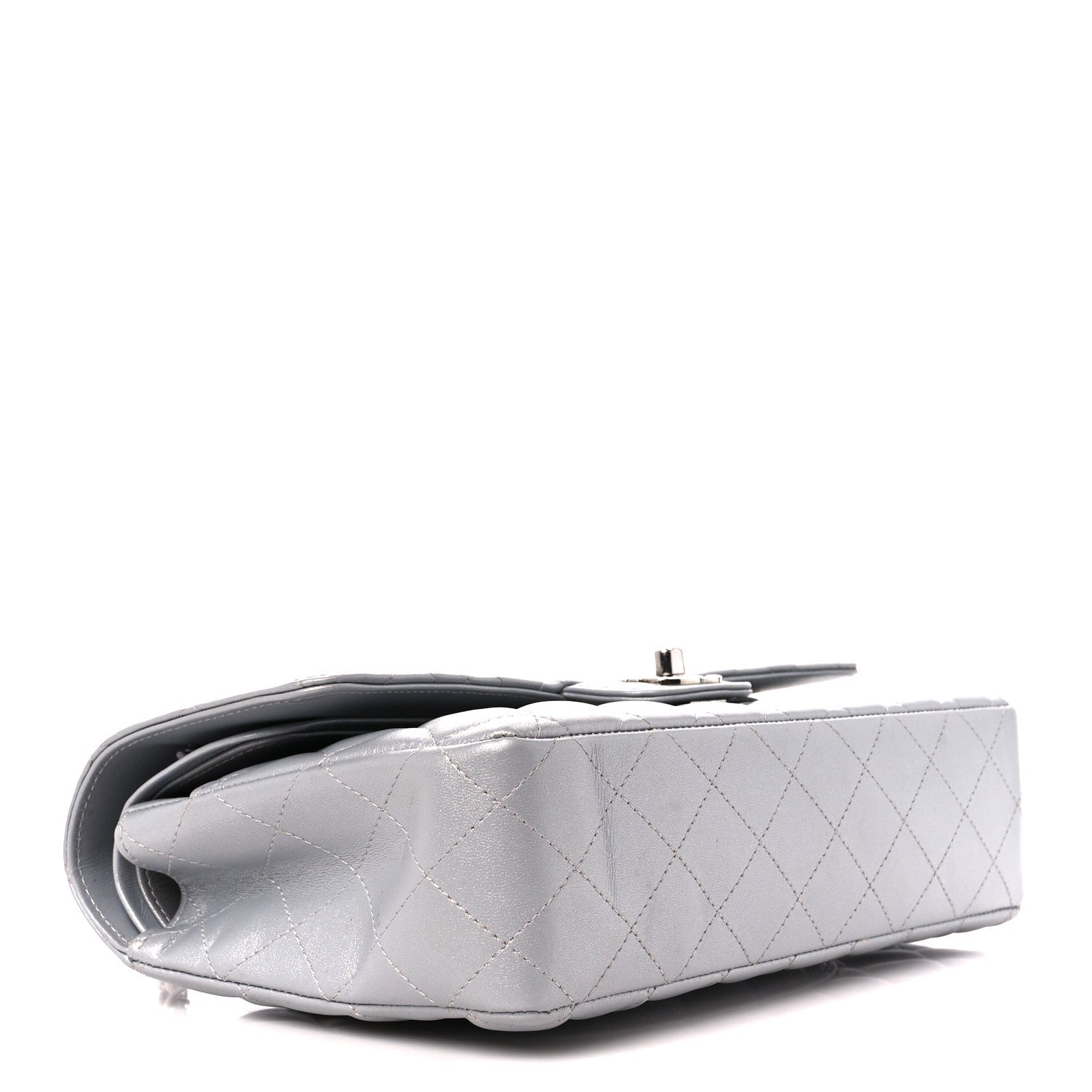 Chanel Metallic Lambskin Quilted Medium Double Flap Silver 4 of 12