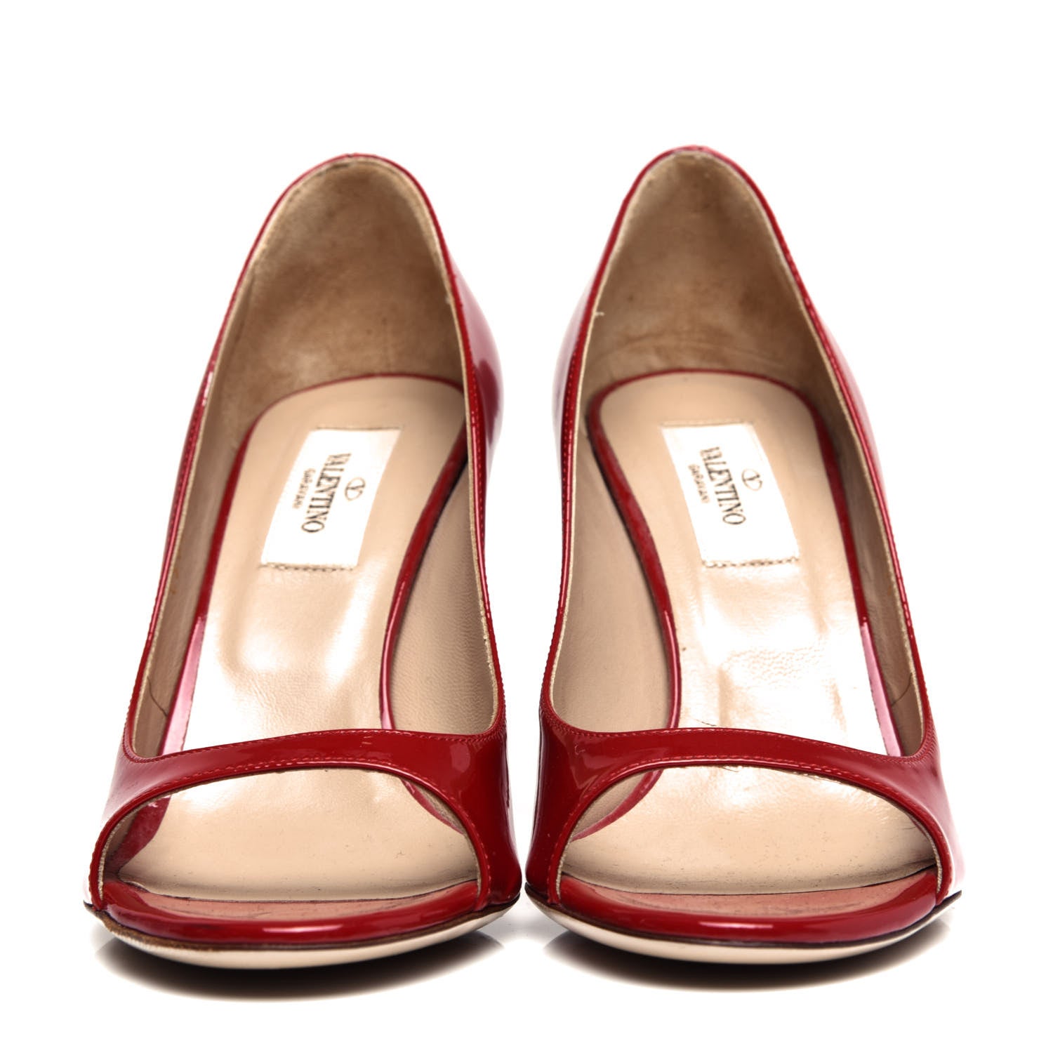 Valentino Garavani Patent Peep Toe Pumps 36 Red 2 of 11