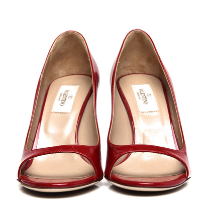 Valentino Garavani Patent Peep Toe Pumps 36 Red 2 of 11