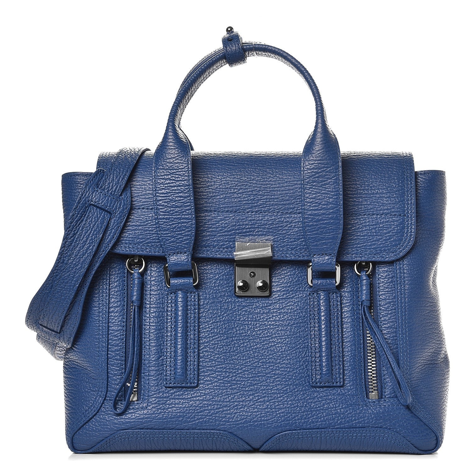 3.1 Phillip Lim 3.1 Textured Calfskin Medium Pashli Satchel Cerulean 1 of 3