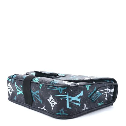 Louis Vuitton Monogram Eclipse LV Graffiti Archy Messenger MM Green Lights 9 of 11