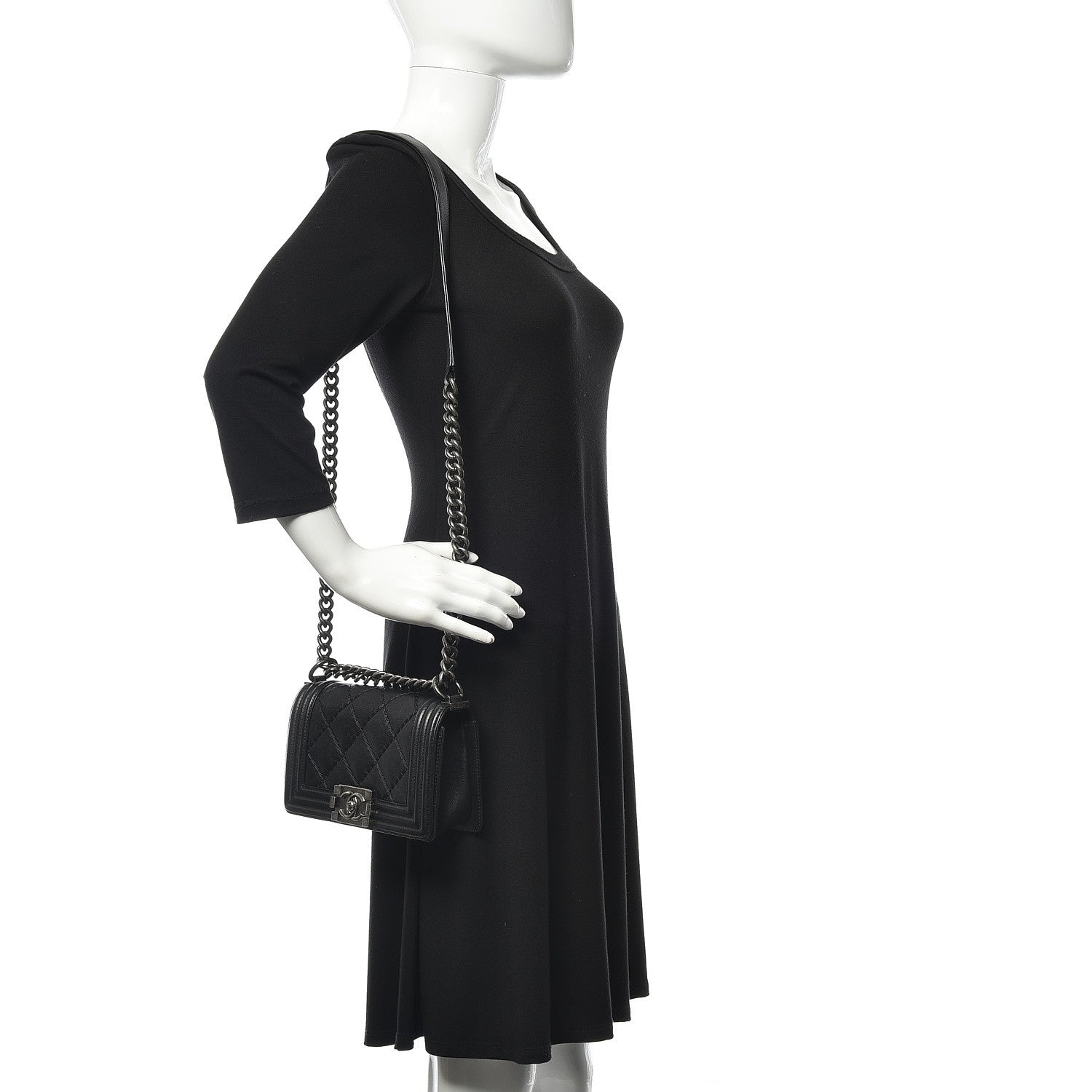 Chanel Calfskin Double Stitch Small Boy Flap Black 2 of 10