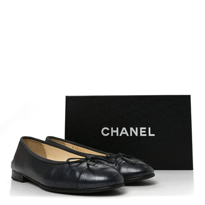 Chanel Metallic Calfskin Hologram Cap Toe Ballerina Flats 37.5 Dark Silver 9 of 9