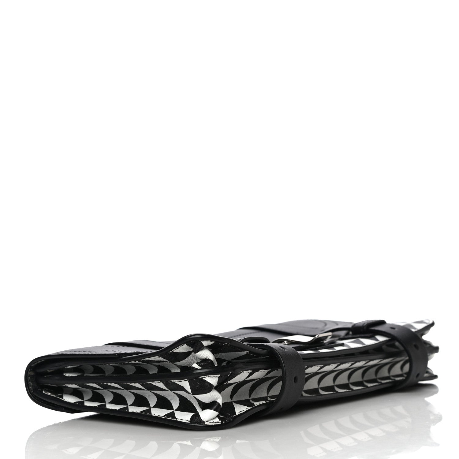 Proenza Schouler Triangle Print Calfskin PS1 Pochette Clutch Black White 4 of 11