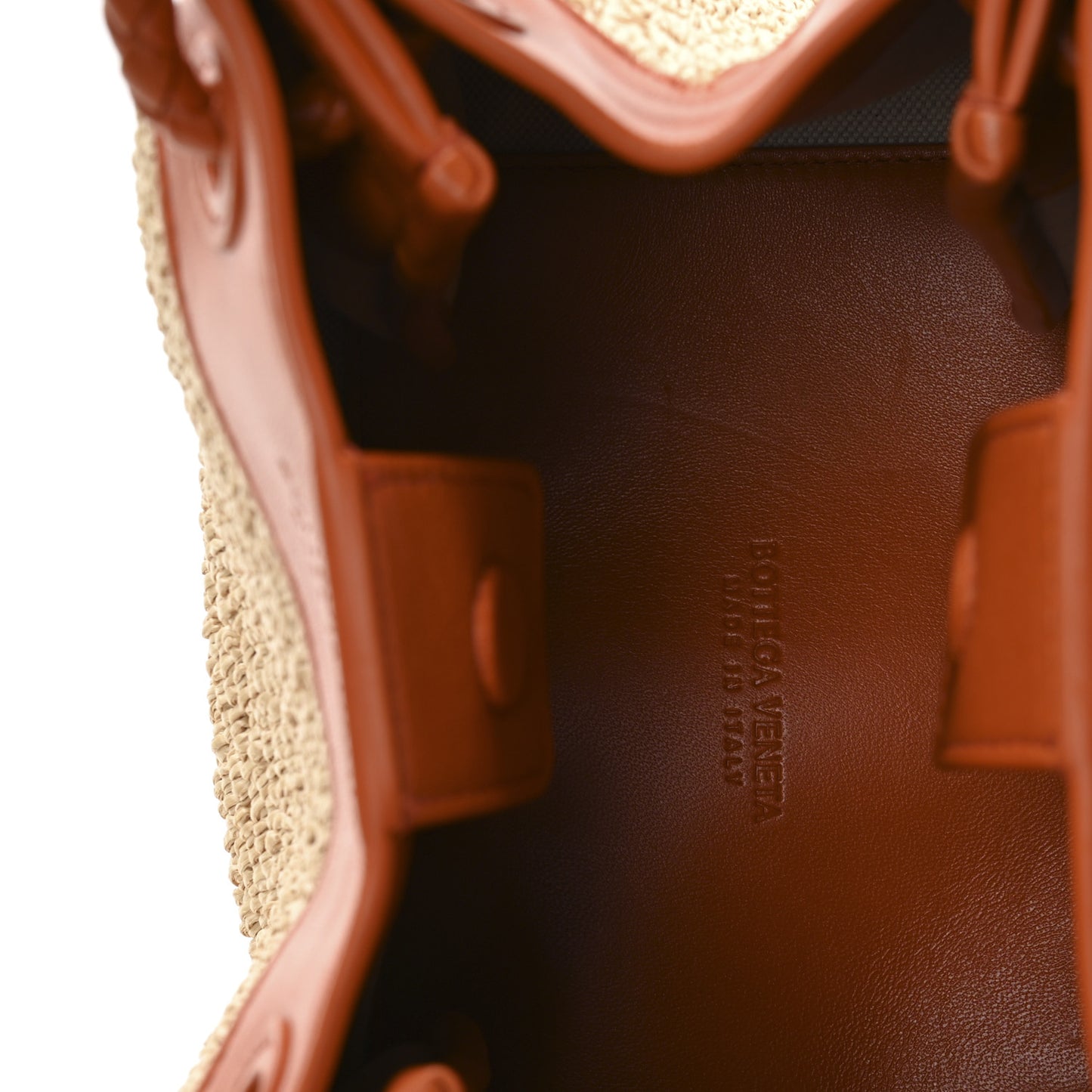 Raffia Nappa Small Parachute Shoulder Bag Natural Burned Orange