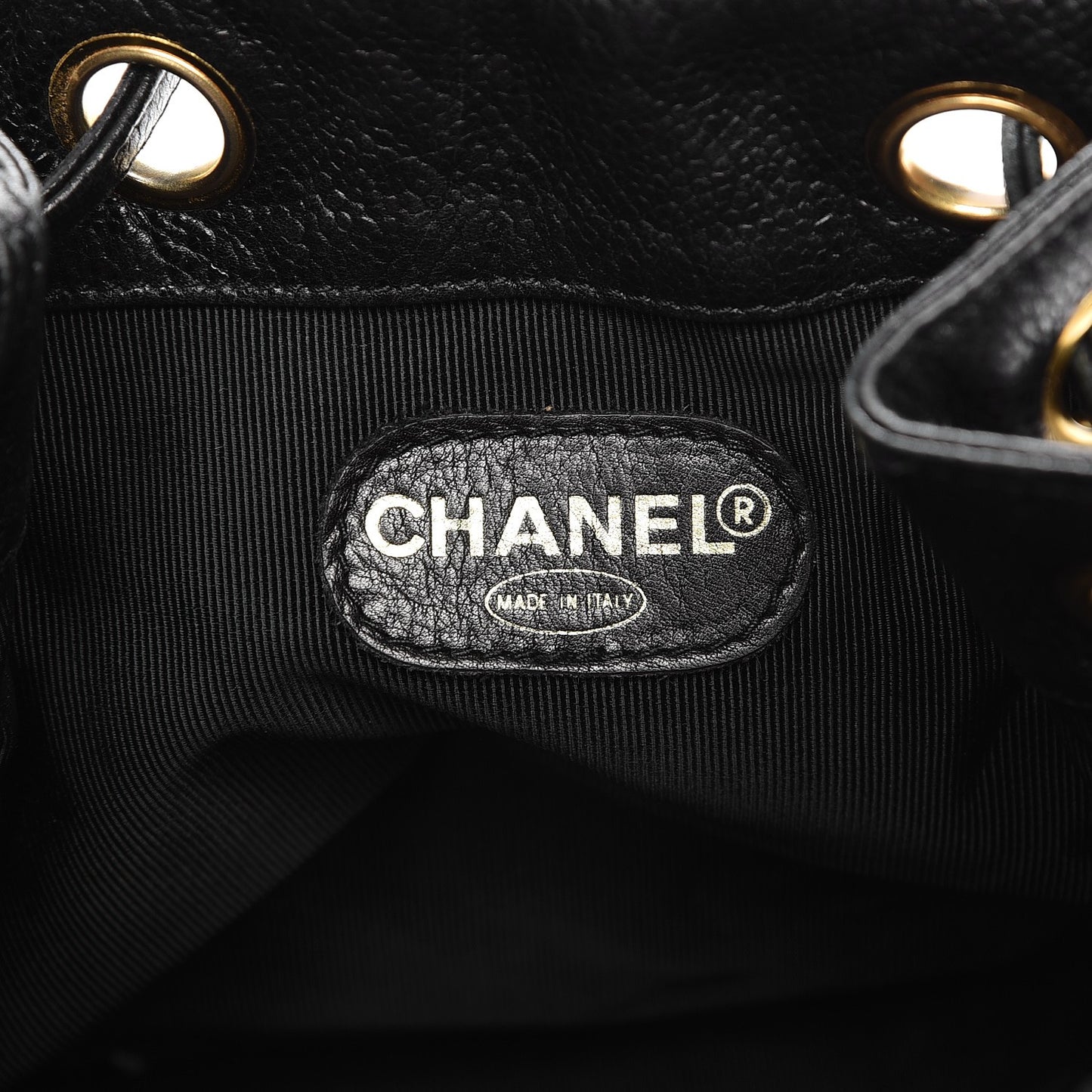 Caviar CC Drawstring Shoulder Bag Black