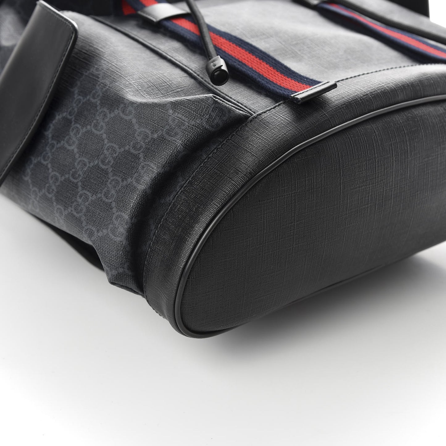 Soft GG Supreme Monogram Appia Calfskin Web Double Buckle Backpack Black