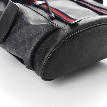 Gucci Soft GG Supreme Monogram Appia Calfskin Web Double Buckle Backpack Black 7 of 8
