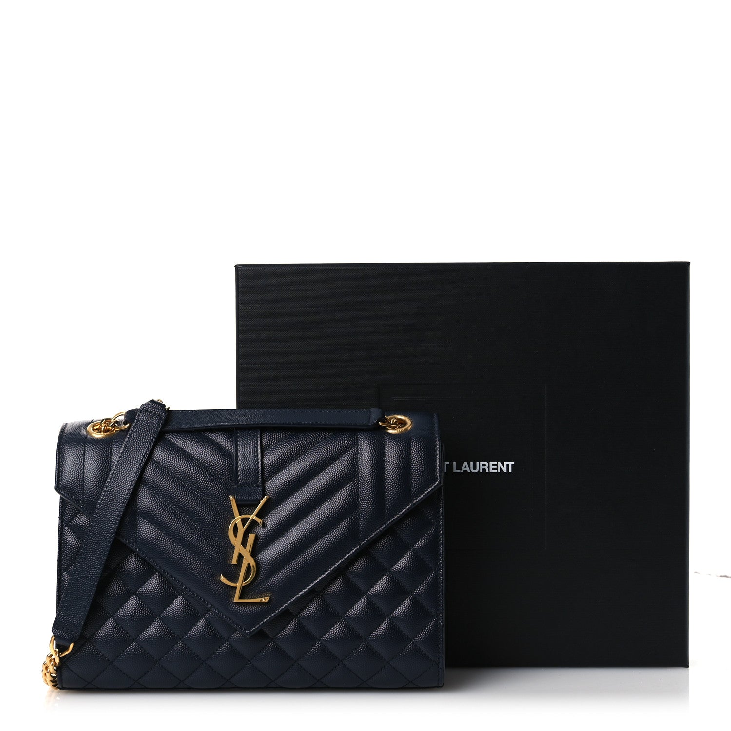 Saint Laurent Grain De Poudre Textured Mixed Matelasse Triquilt Medium Monogram Satchel Deep Marine 14 of 14