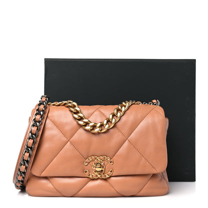 Chanel Lambskin Quilted Medium Chanel 19 Flap Brown 11 of 11