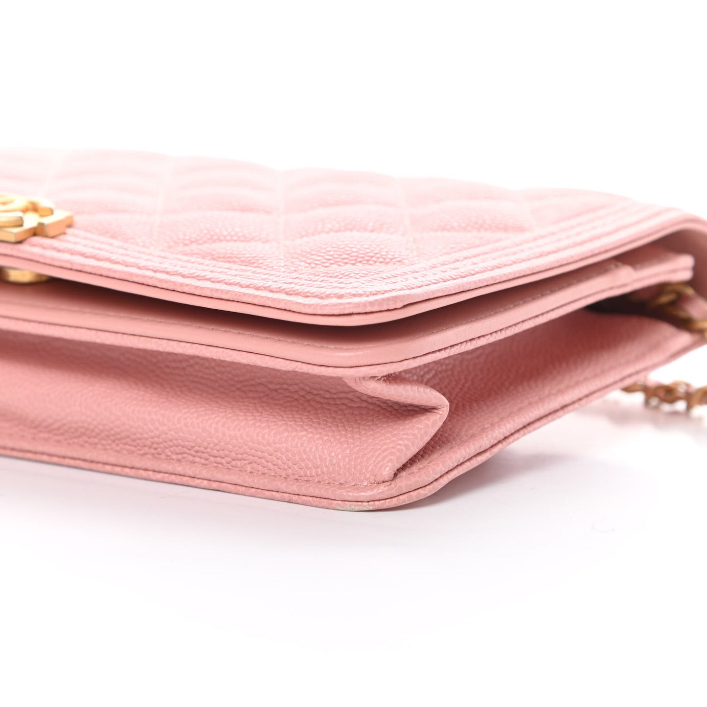 Caviar Quilted Boy Wallet On Chain WOC Light Pink