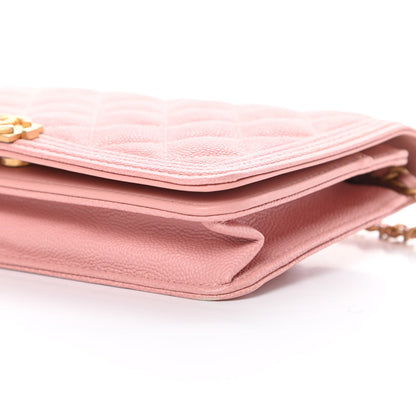 Chanel Caviar Quilted Boy Wallet On Chain WOC Light Pink 11 of 11