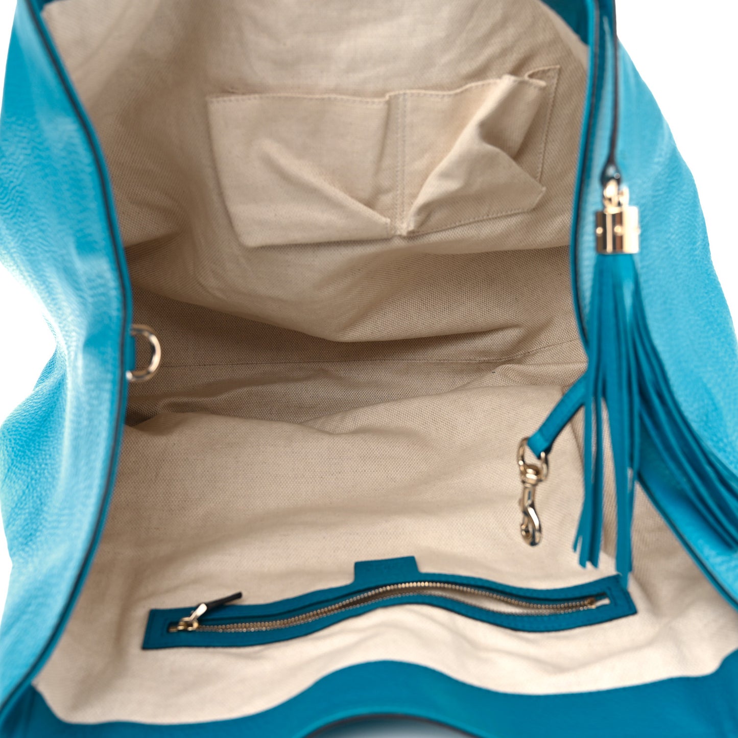 Pebbled Calfskin Large Soho Shoulder Bag Riviera Blue