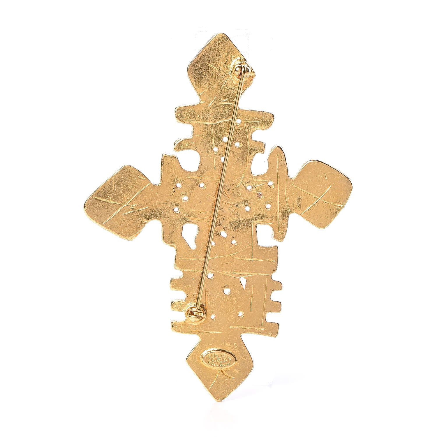 Chanel CC Cross Brooch Gold 3 of 5