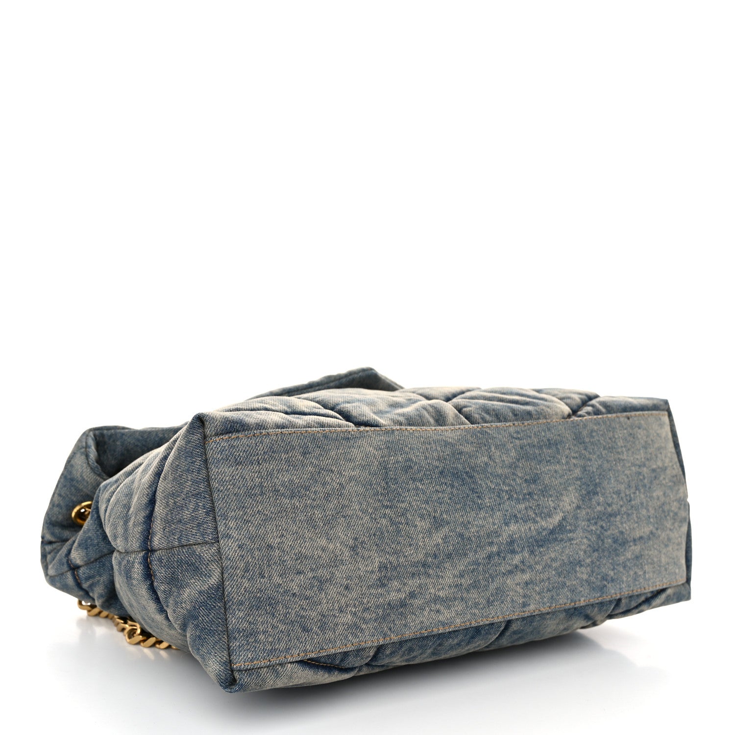 Saint Laurent Denim Quilted Medium Loulou Puffer Monogram Chain Satchel Blue Cinnamon 4 of 10