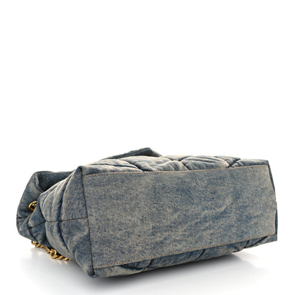 Saint Laurent Denim Quilted Medium Loulou Puffer Monogram Chain Satchel Blue Cinnamon 4 of 10