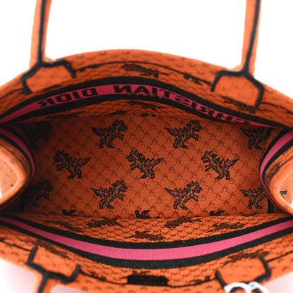 Christian Dior Canvas Embroidered Medium Dino Book Tote Orange Multicolor 4 of 8