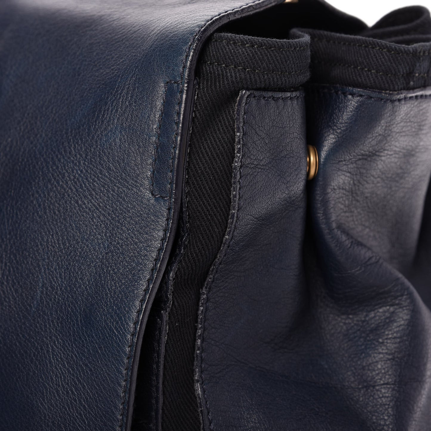 Calfskin Canvas Large Muse Two Navy