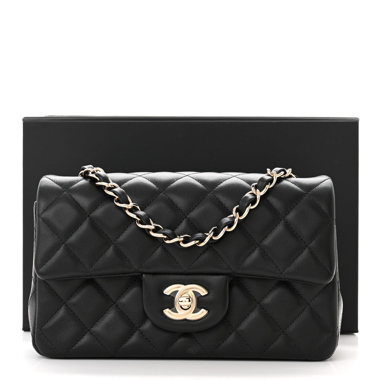 Chanel Lambskin Quilted Mini Rectangular Flap Black 12 of 12
