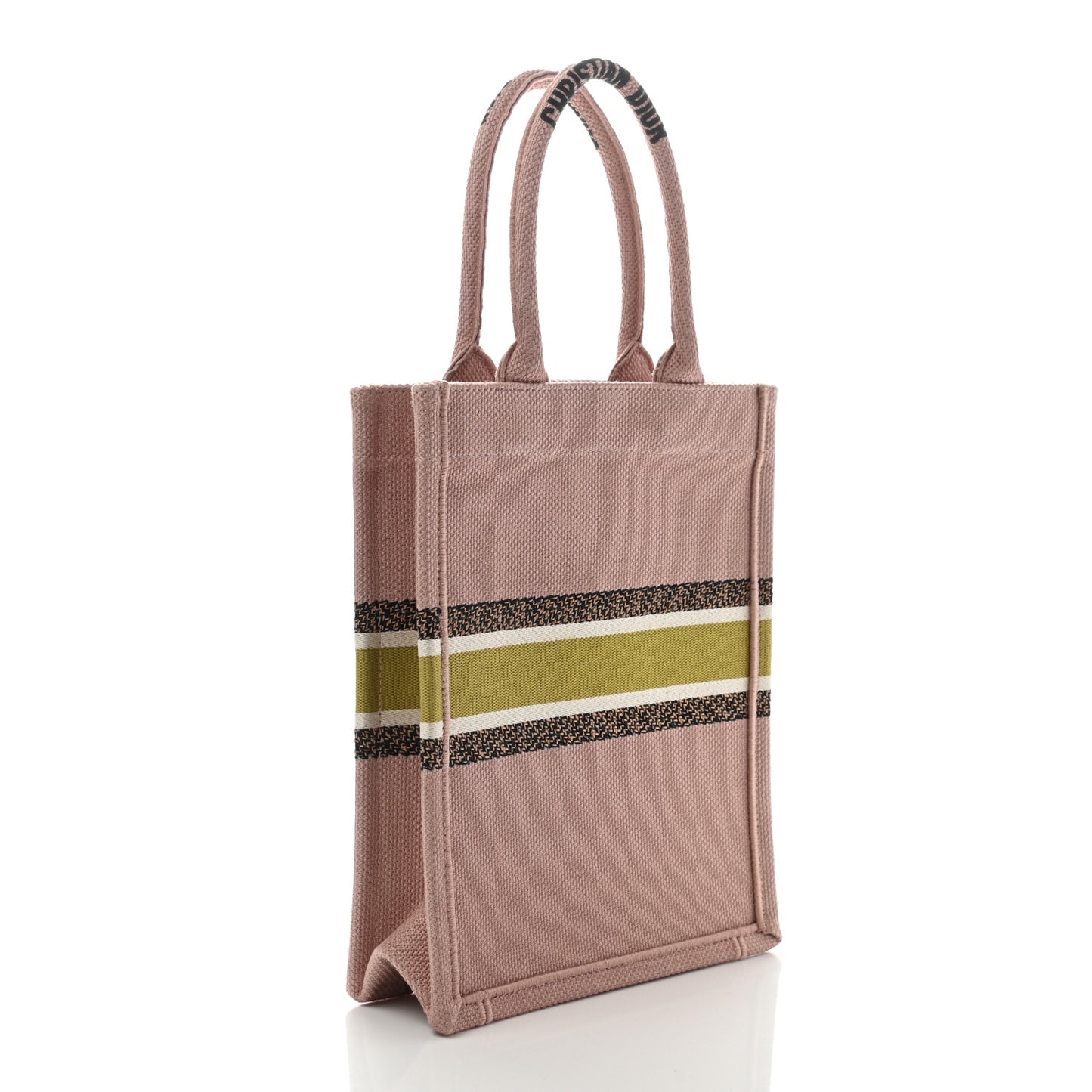 Canvas Embroidered Vertical Fleurs Bibliques Book Tote Pink Multicolor