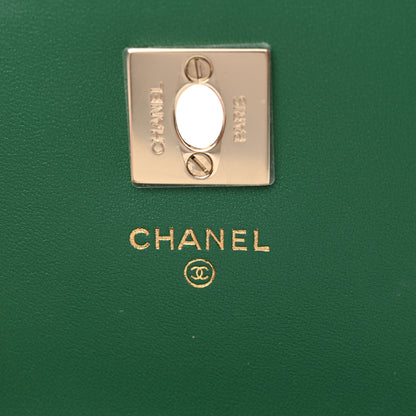 Chanel Lambskin Crystal Diamante Clutch With Chain Green 6 of 11
