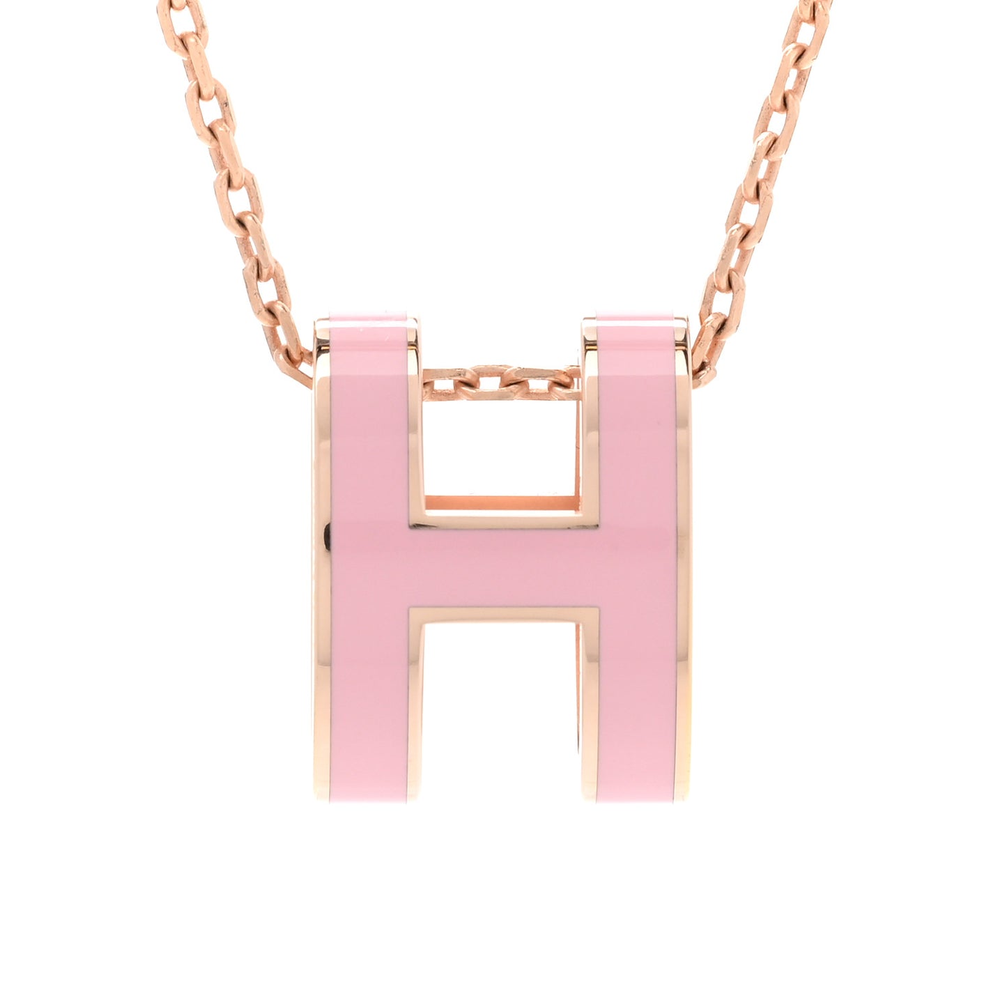 Lacquered Rose Gold Pop H Pendant Necklace Rose Dragee