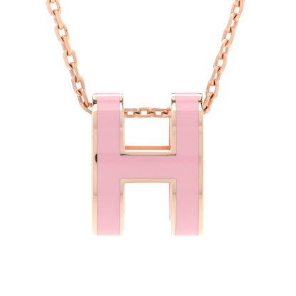 Hermes Lacquered Rose Gold Pop H Pendant Necklace Rose Dragee 4 of 8