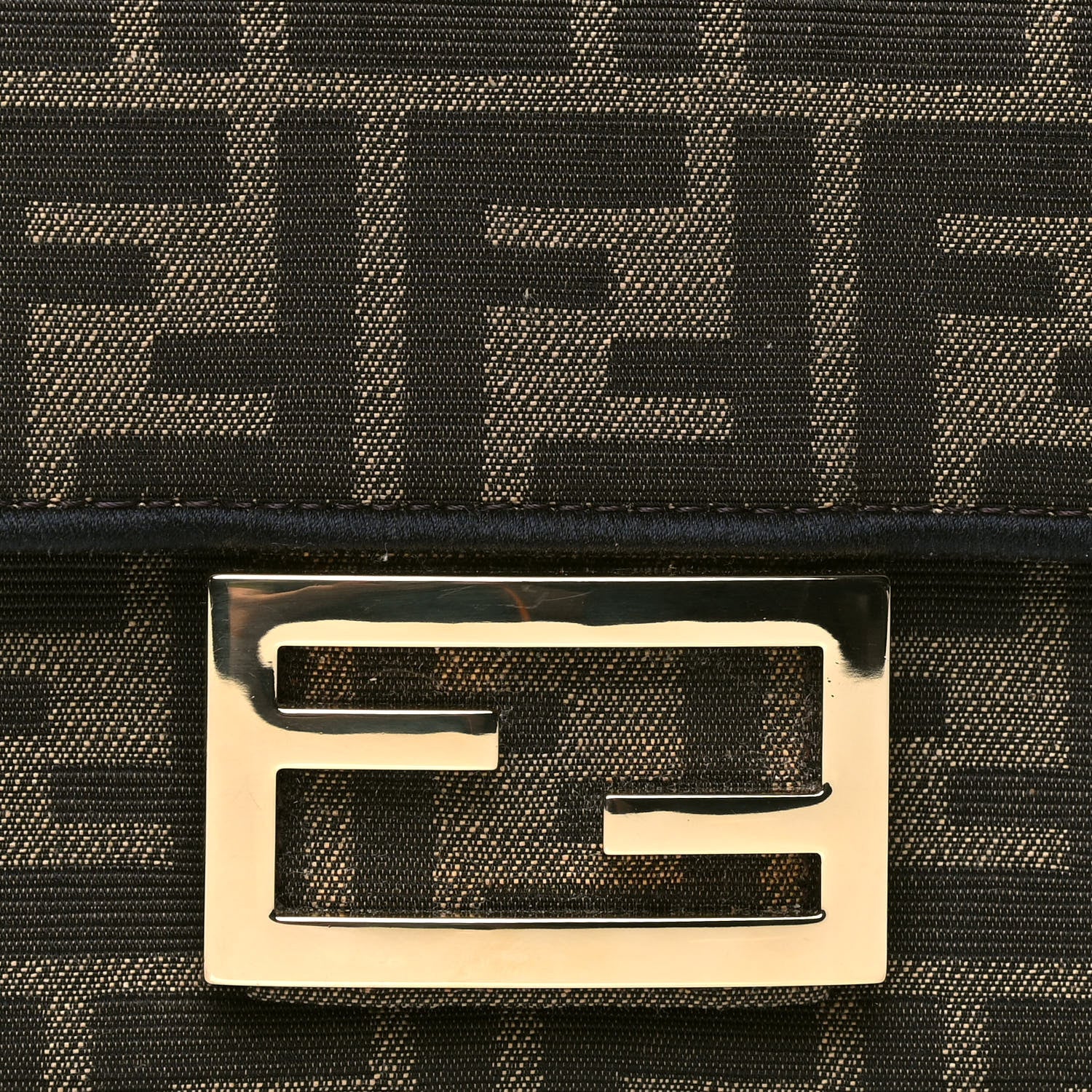 Fendi Fabric Jacquard FF 1974 Mini Baguette Tobacco Moro Black 4 of 5