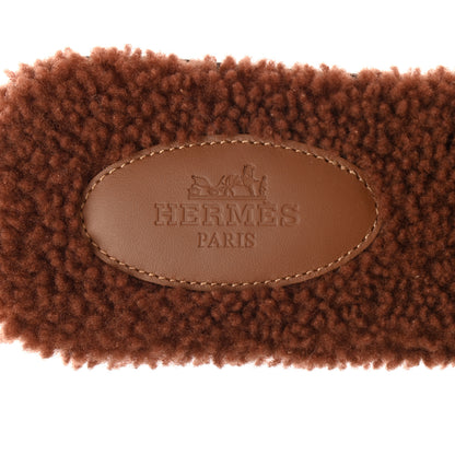 Hermes Woolskin Oran Sandals 39 Cognac 7 of 8