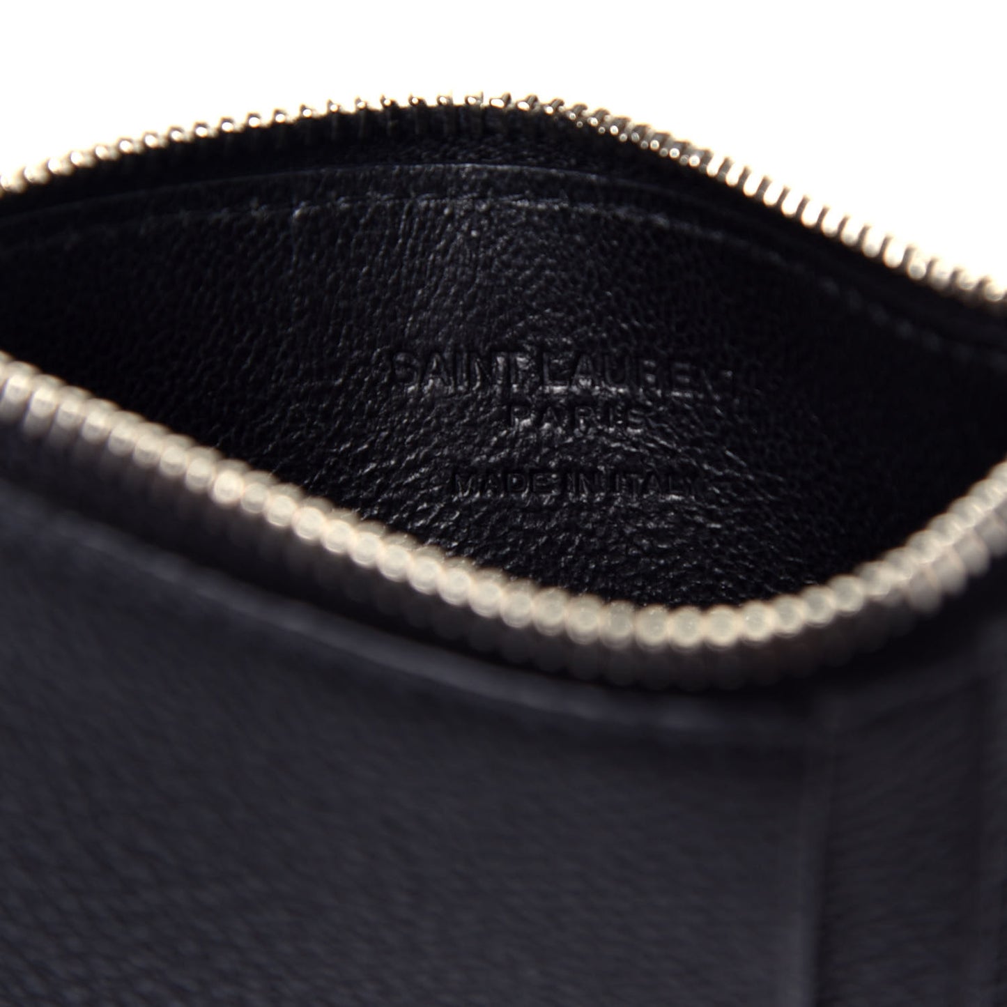Grained Calfskin 5 Fragments Zip Pouch Card Holder Black