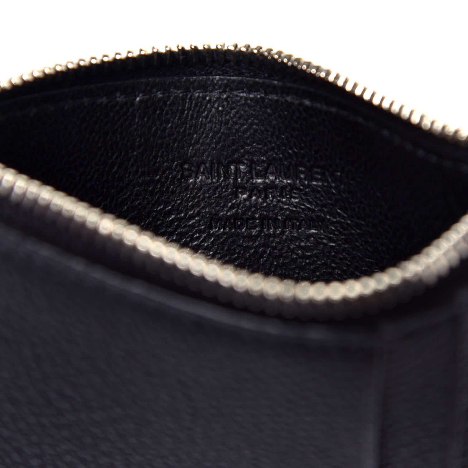 Saint Laurent Grained Calfskin 5 Fragments Zip Pouch Card Holder Black 6 of 7