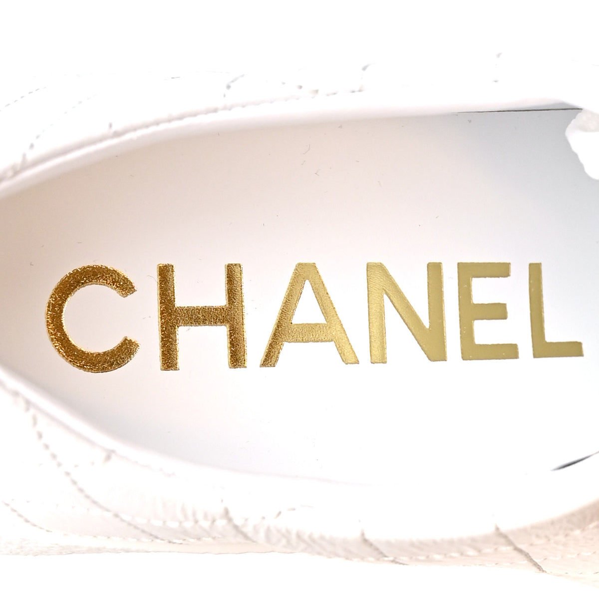 Chanel Crumpled Lambskin Patent Cap Toe CC Stitched Sneakers 38 White Black 9 of 10