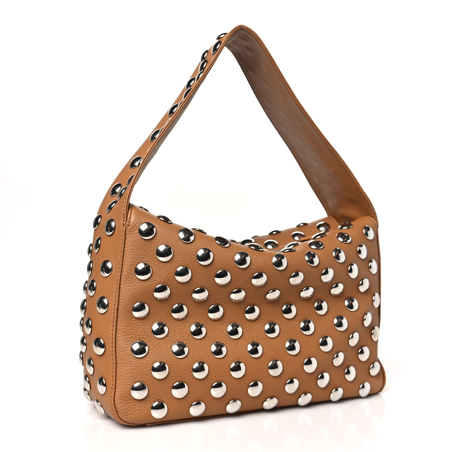 Khaite Pebbled Sport Calfskin Studded Elena Nougat 3 of 9