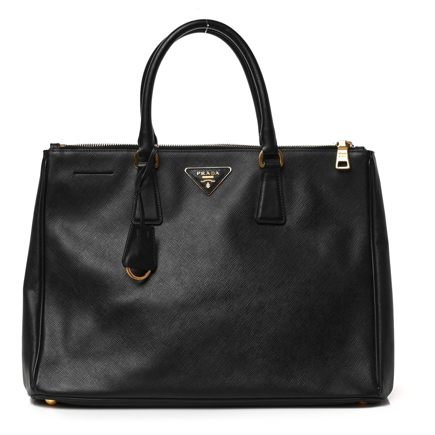 Saffiano Medium Galleria Double Zip Tote Black