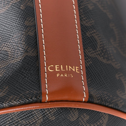 Celine Triomphe Canvas Calfskin Small Drawstring Bucket Bag Tan 7 of 10