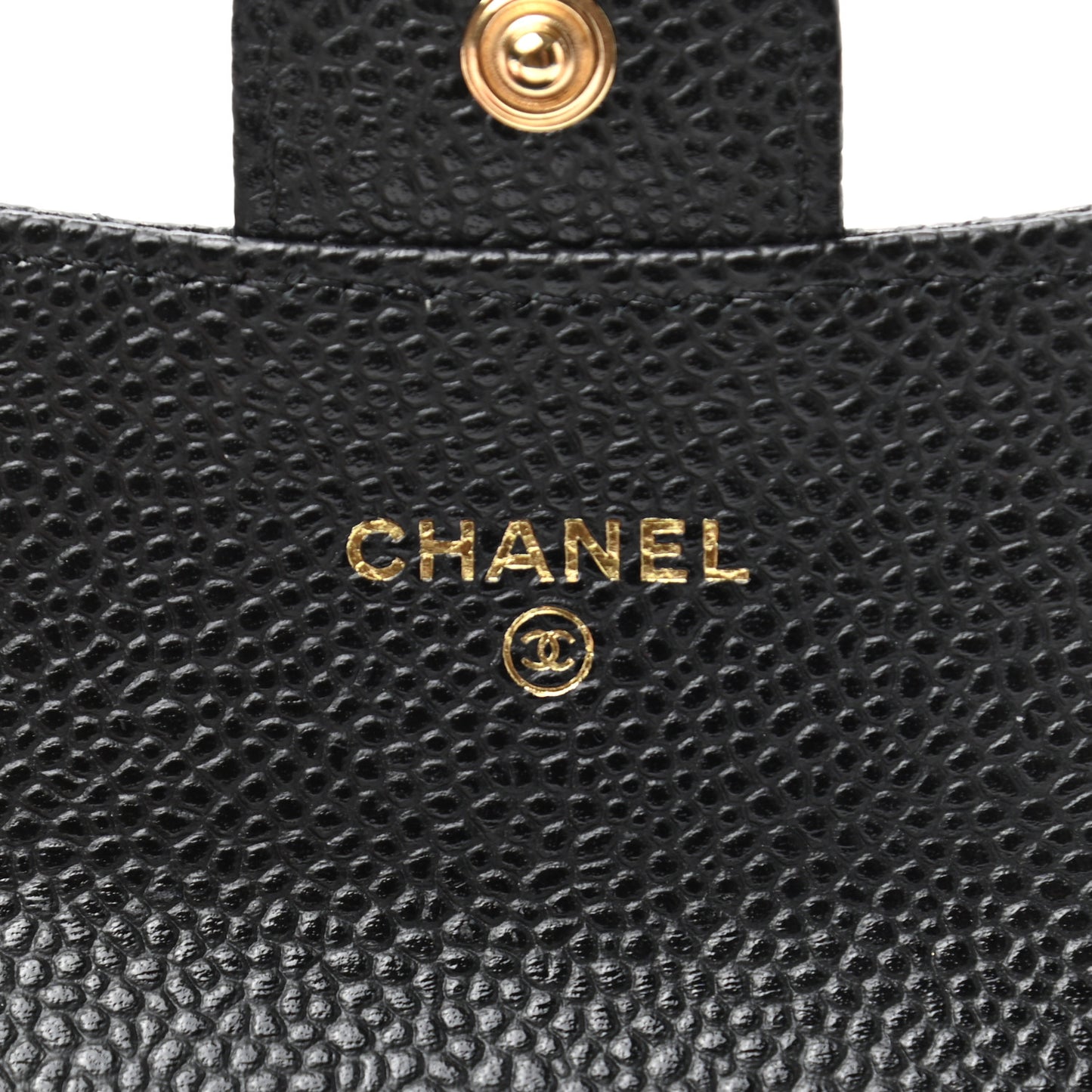 Caviar Quilted Flap Card Holder Wallet Black