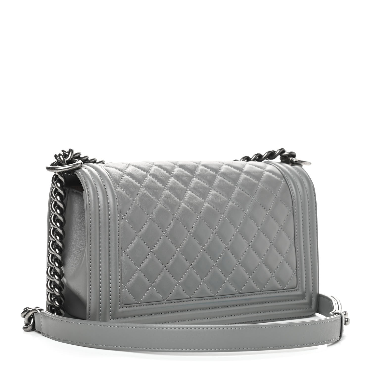 Chanel Lambskin Quilted Medium Boy Flap Grey 3 of 10