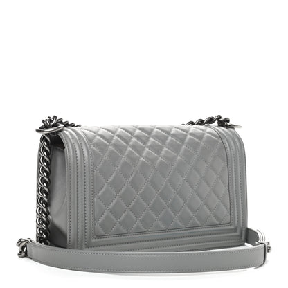 Chanel Lambskin Quilted Medium Boy Flap Grey 3 of 10