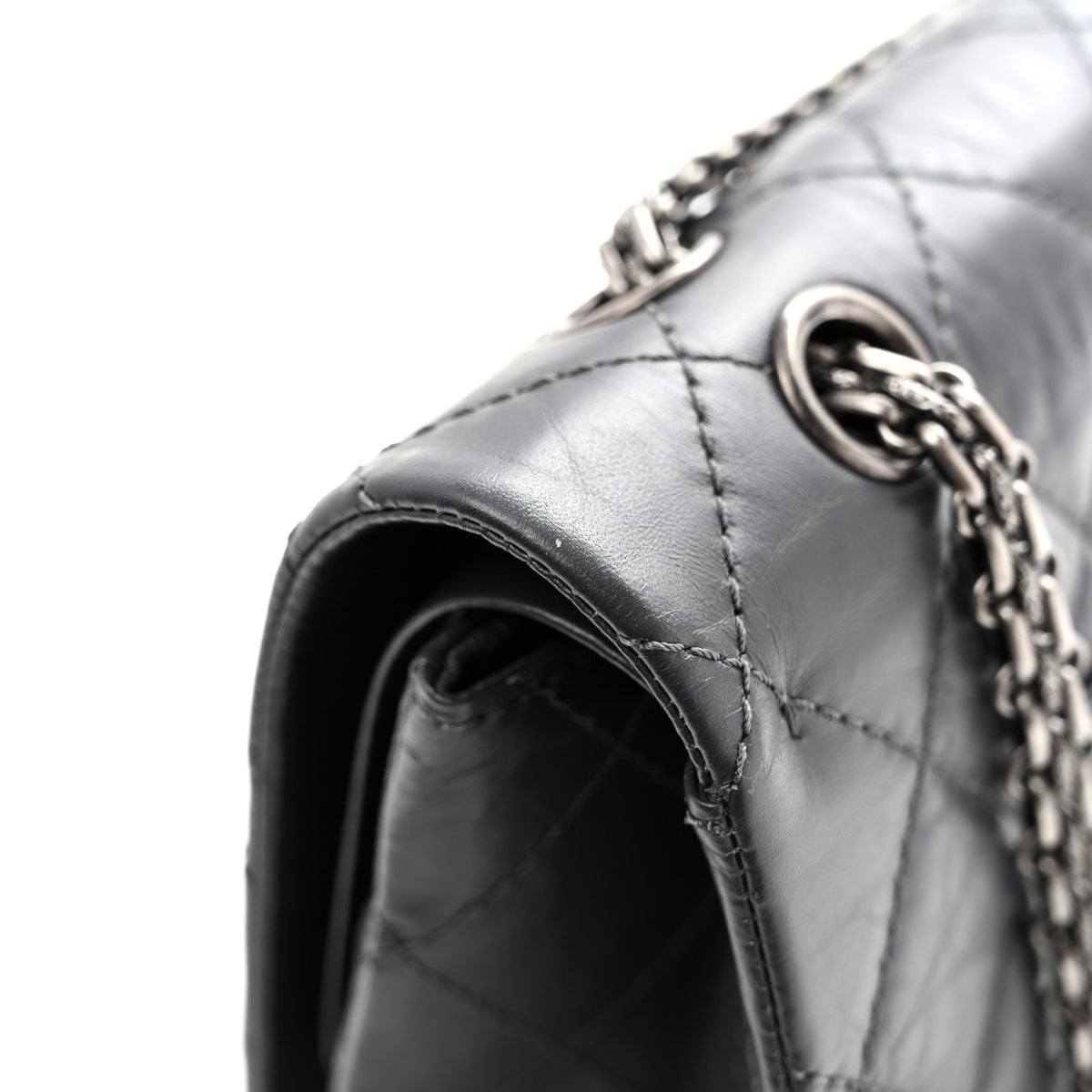 Aged Calfskin Quilted 2.55 Reissue 227 Flap Dark Grey