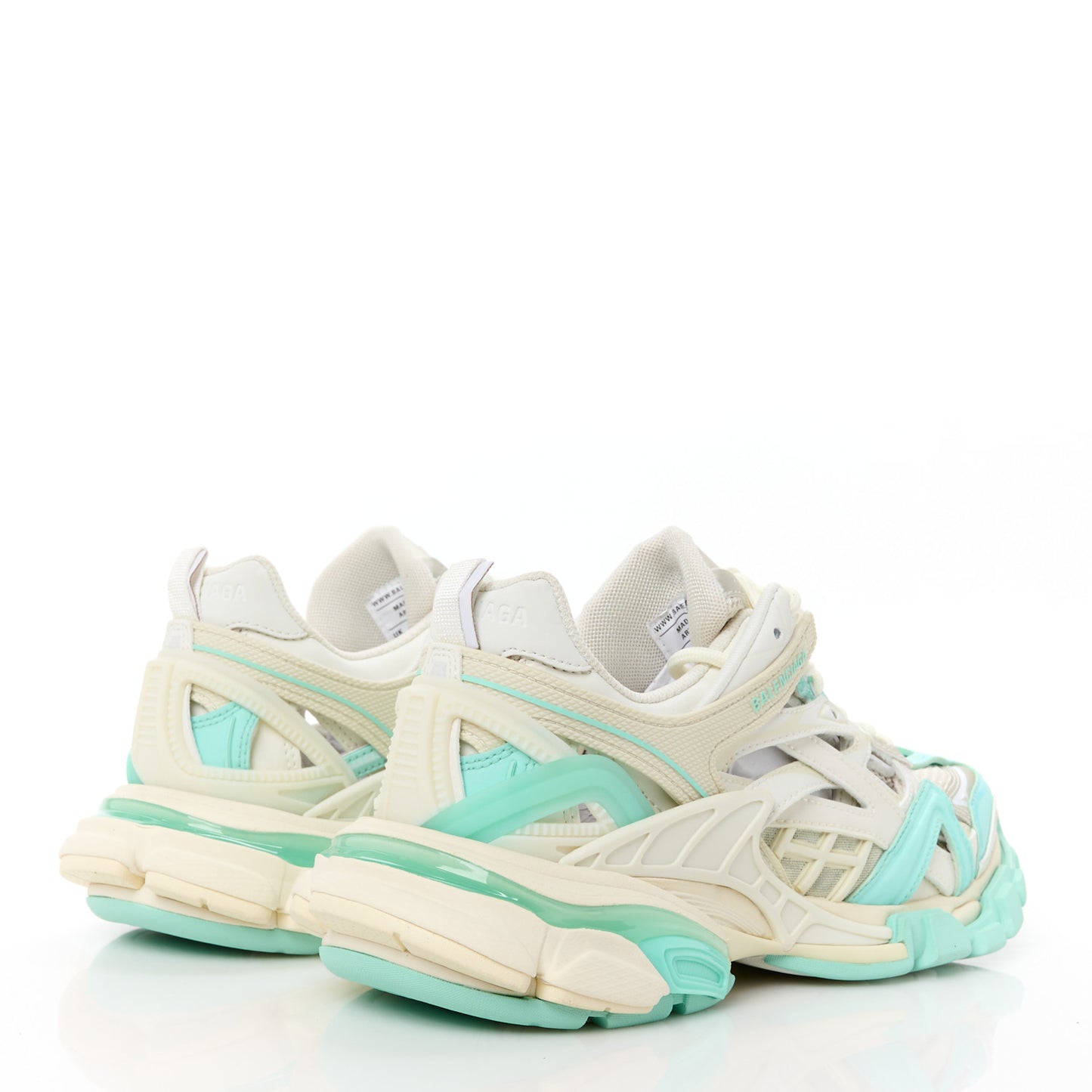 Rubber Mesh Tri-Color Womens Track.2 Open Sneakers 37 Mint Light Beige Grey