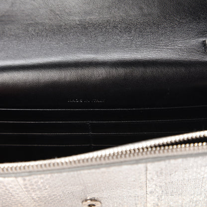 Saint Laurent Ayers Snakeskin Monogram Envelope Chain Wallet Silver Black 8 of 11