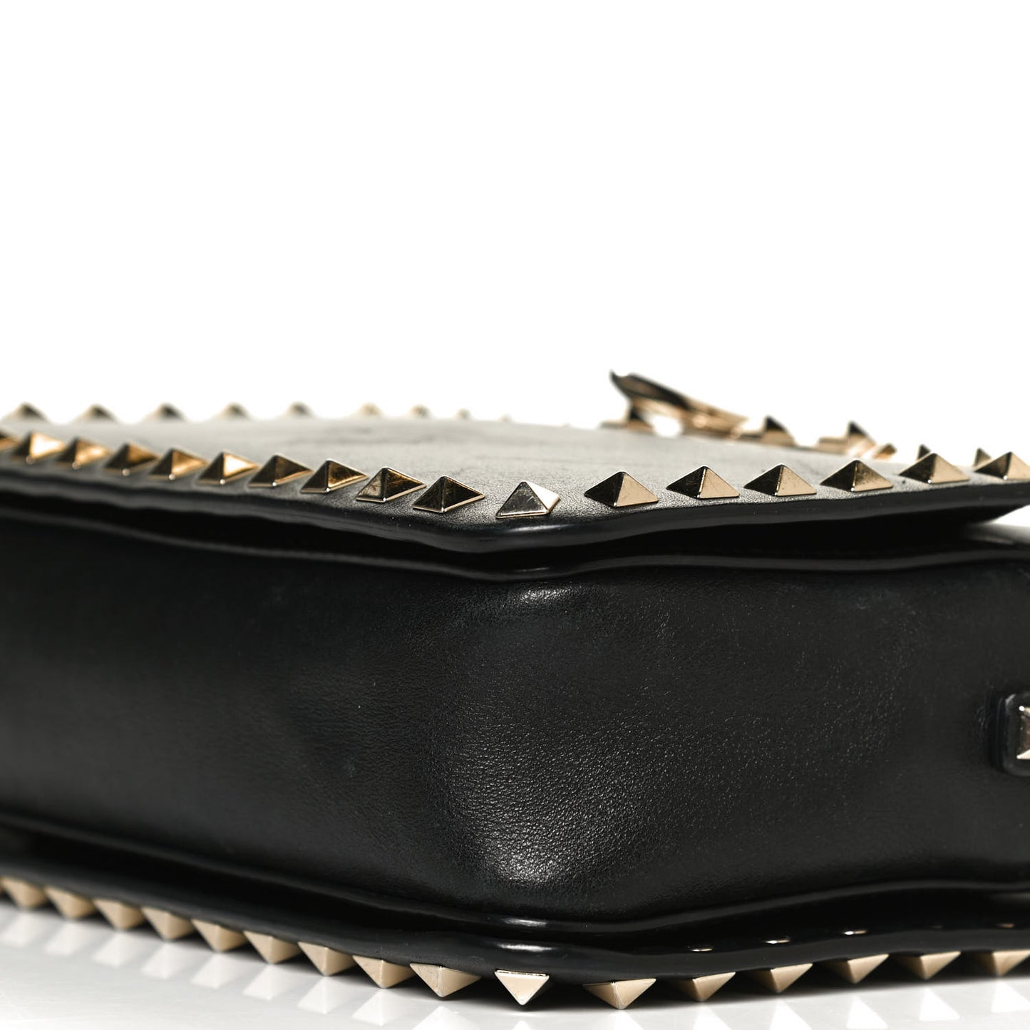 Vitello Rockstud Flip Lock Camera Crossbody Bag Black