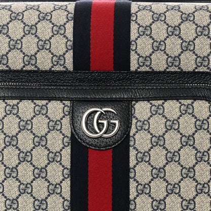 Gucci GG Supreme Monogram Textured Dollar Calfskin Web Small Savoy Cabin Trolley Beige Blue 8 of 12