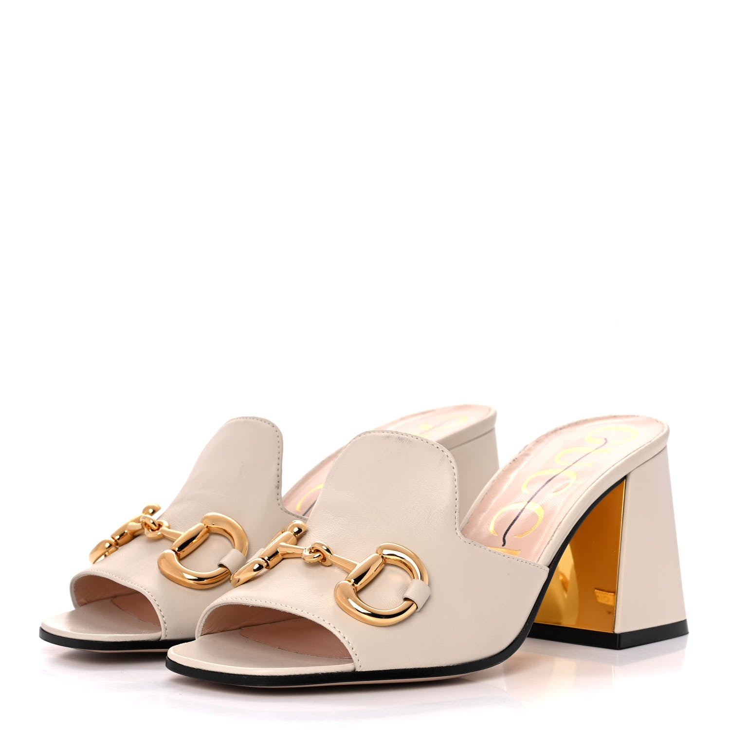 Gucci Nappa Horsebit 75mm Slide Sandals 37 Mystic White 3 of 10