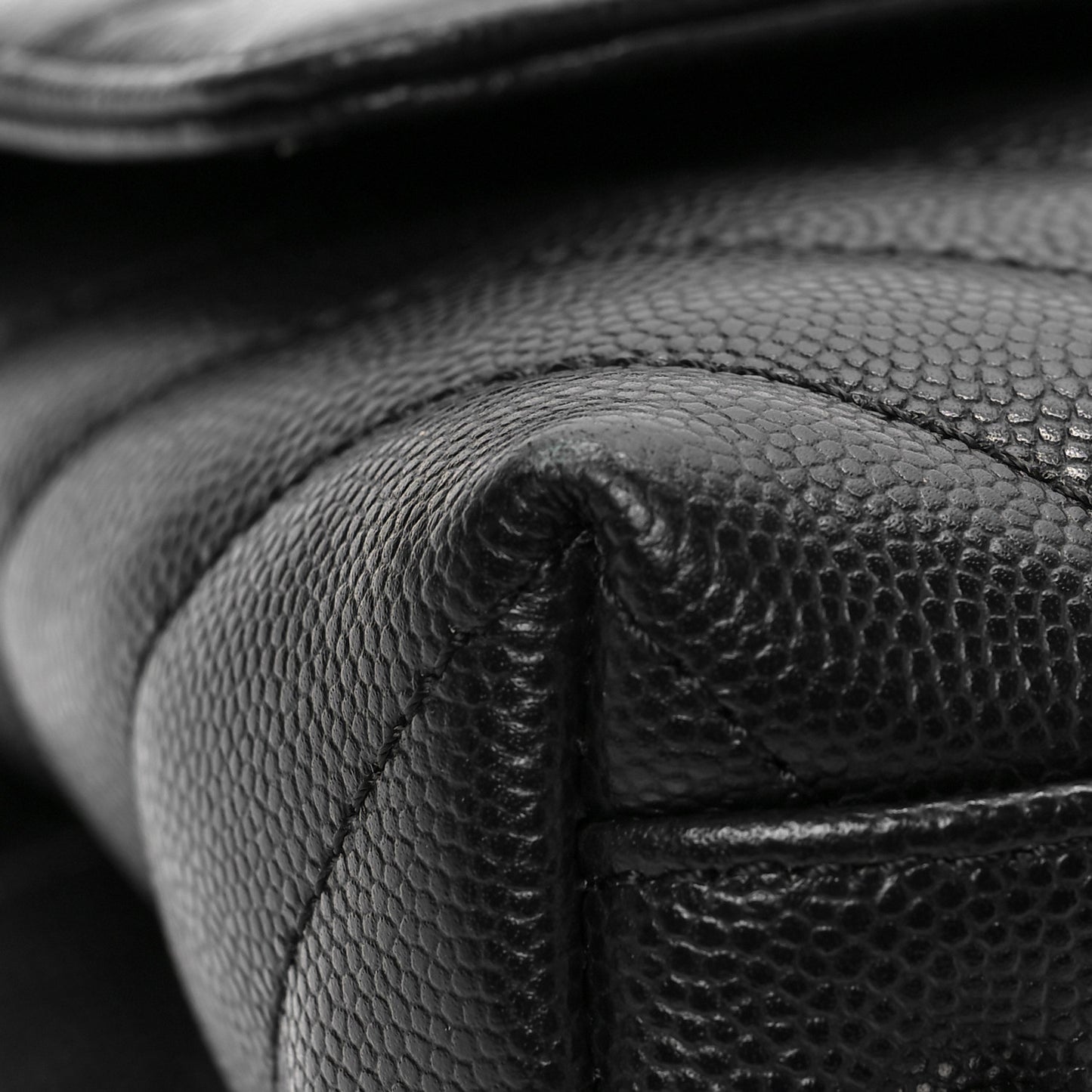 Caviar Chevron Quilted Mini Coco Handle Flap Black