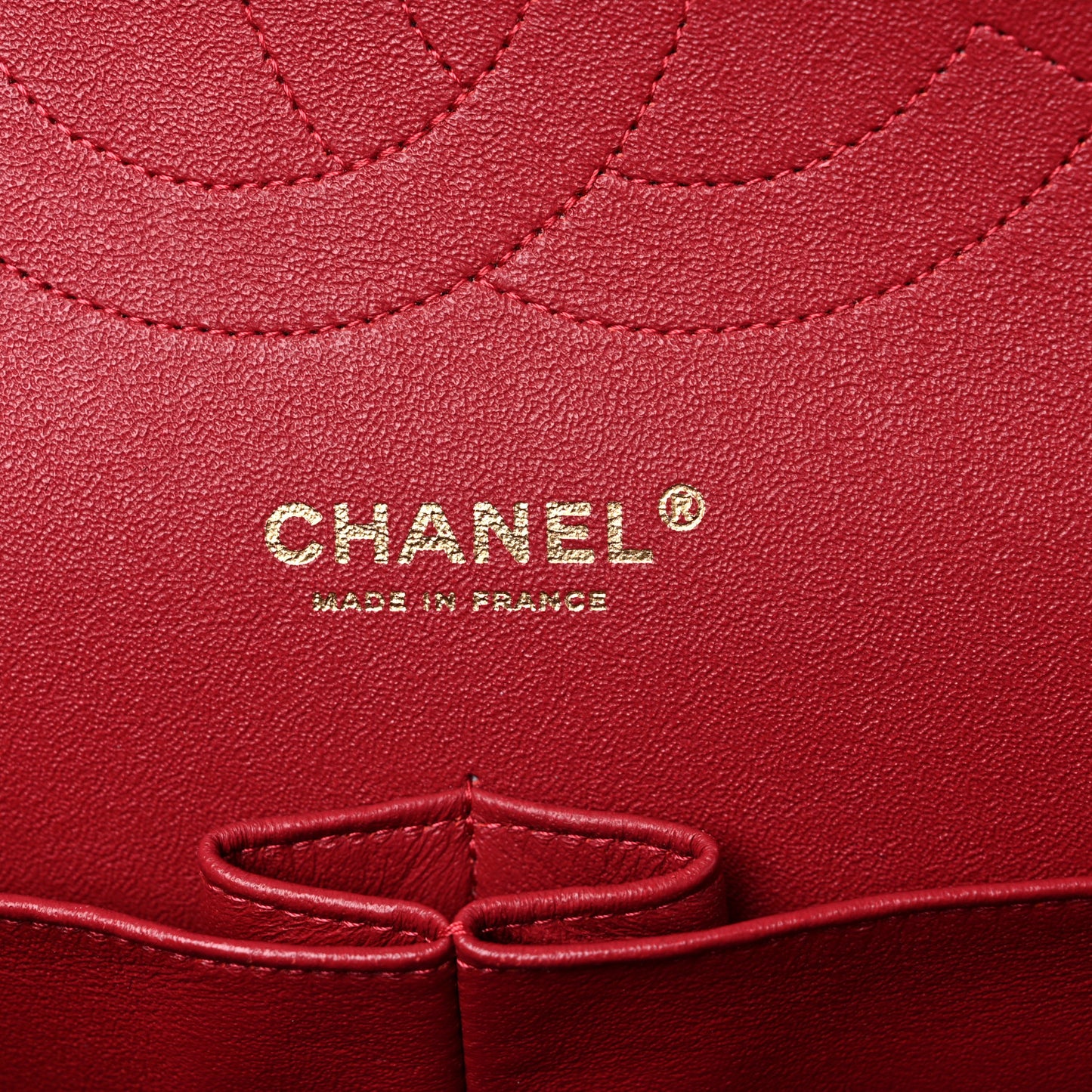 Lambskin Chevron Quilted Jumbo Double Flap Dark Red