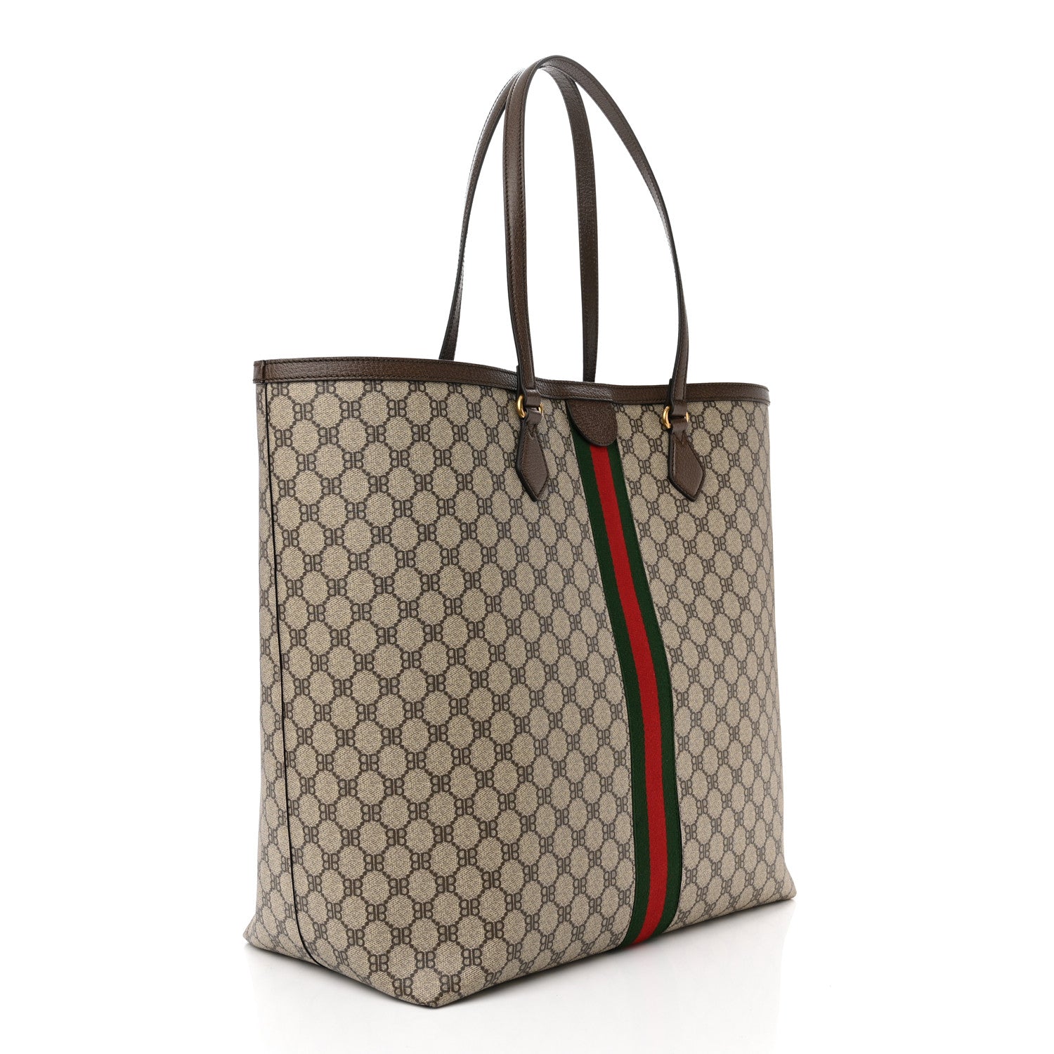 Gucci X BALENCIAGA BB Supreme Monogram Web Large Ophidia Shopping Tote Beige New Acero 3 of 11